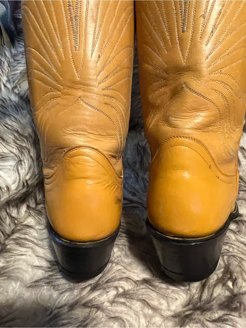 Tony Lama BLK Label women 17in Tall Western Boots in Mustard tone, Sz 5.5 B - Picture 9 of 13